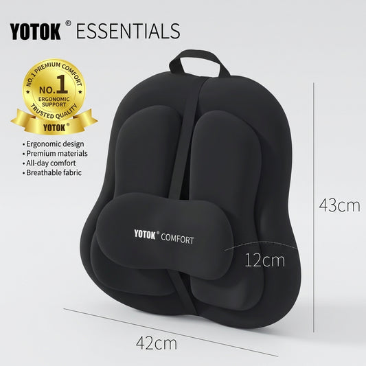 YOTOK® Japan Ergonomic Lumbar Support Cushion – Memory Foam Office Chair Back Pillow (Upgraded Edition)
