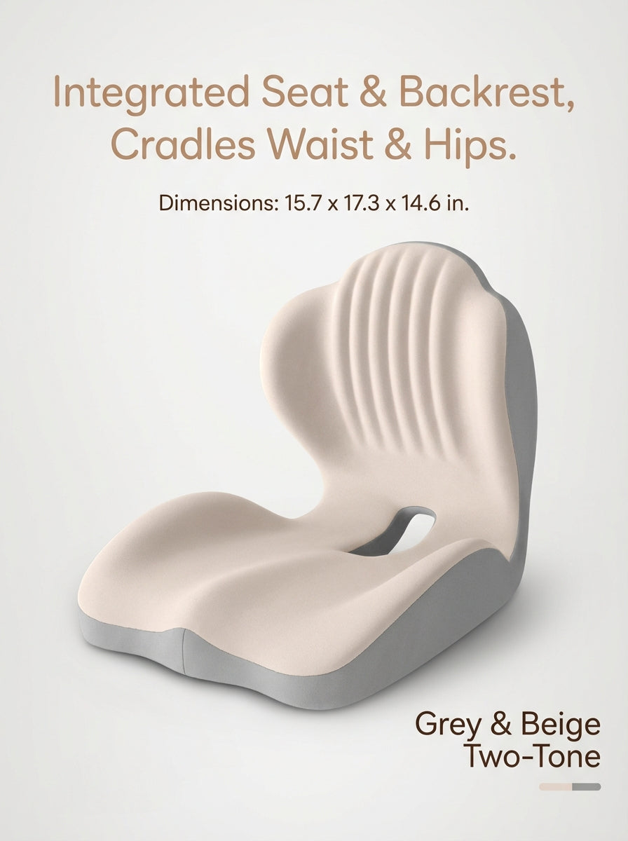 Ergonomic Posture Support Seat Cushion with Integrated Backrest