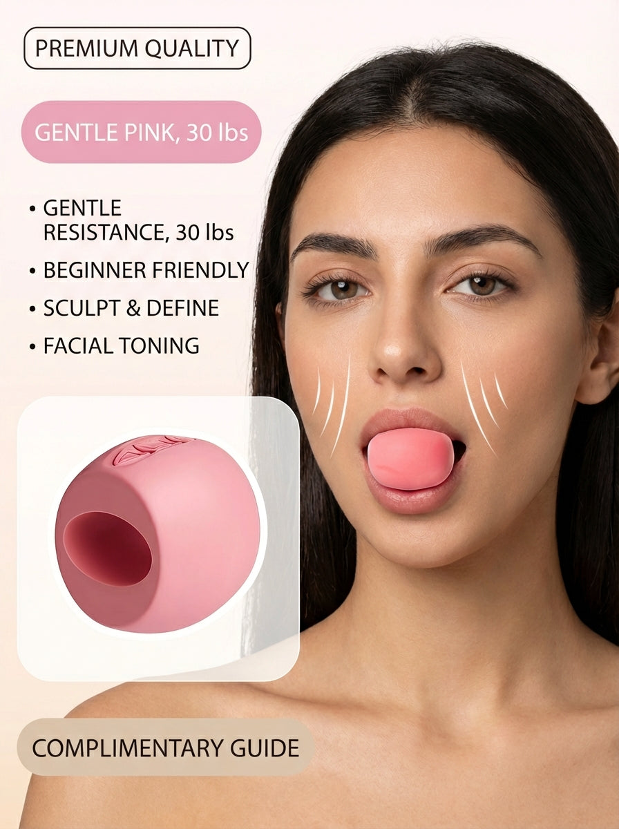 RXL® Facial Yoga Jawline Trainer – 3-Level Resistance Silicone Bite Ball (V-Shape Sculpting Tool)