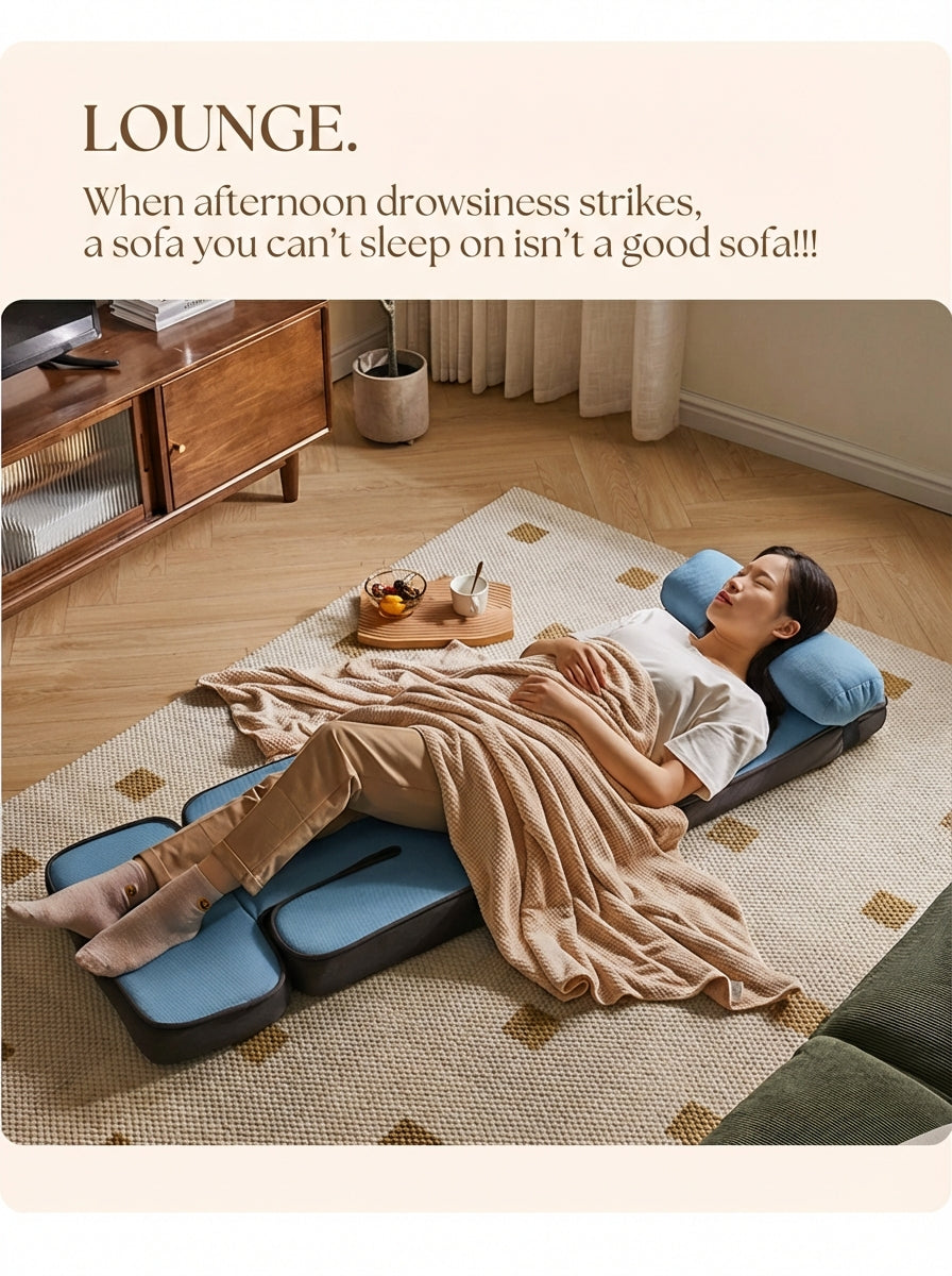 17-Position Adjustable Floor Lounger with Built-In Lap Desk
