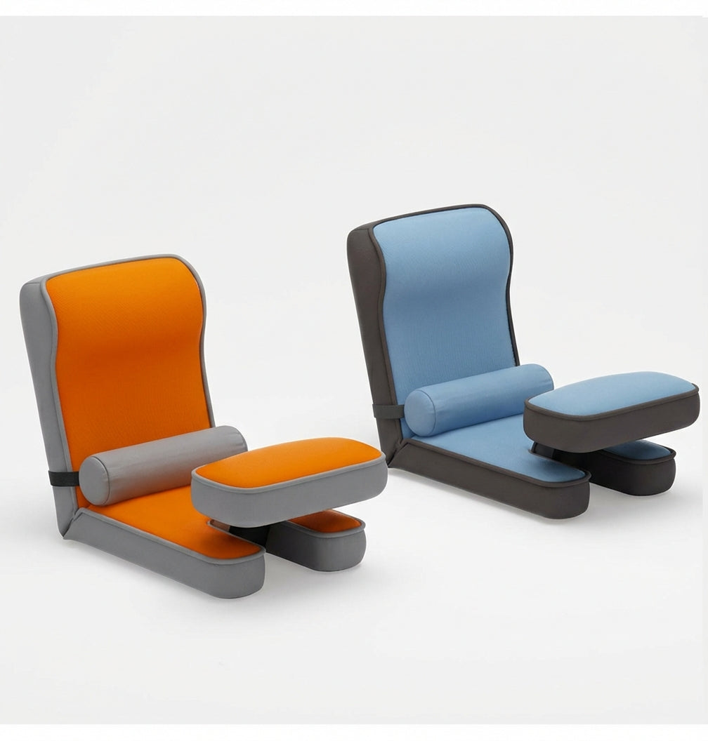 17-Position Adjustable Floor Lounger with Built-In Lap Desk