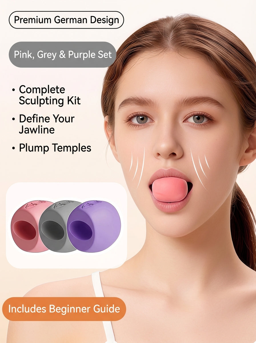 RXL® Facial Yoga Jawline Trainer – 3-Level Resistance Silicone Bite Ball (V-Shape Sculpting Tool)