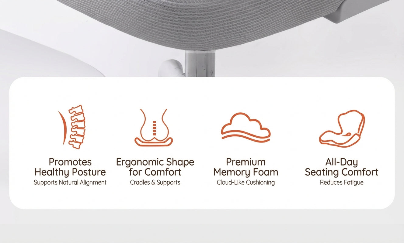 Ergonomic Posture Support Seat Cushion with Integrated Backrest