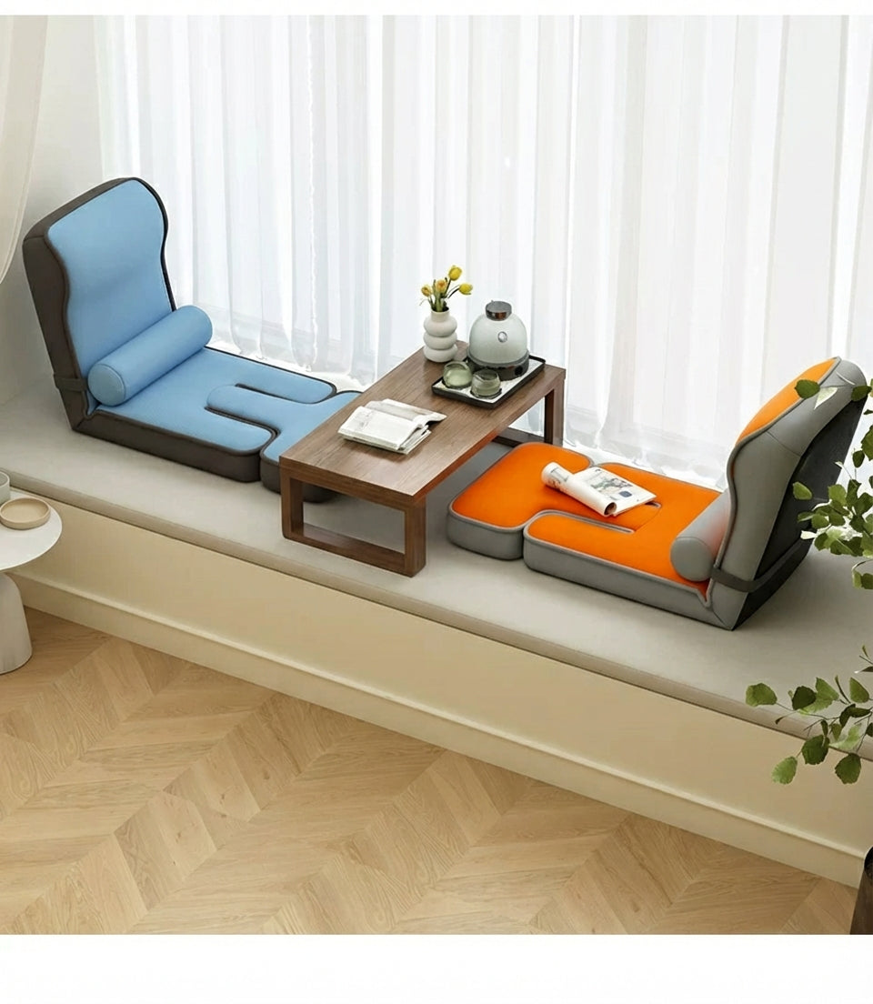 17-Position Adjustable Floor Lounger with Built-In Lap Desk