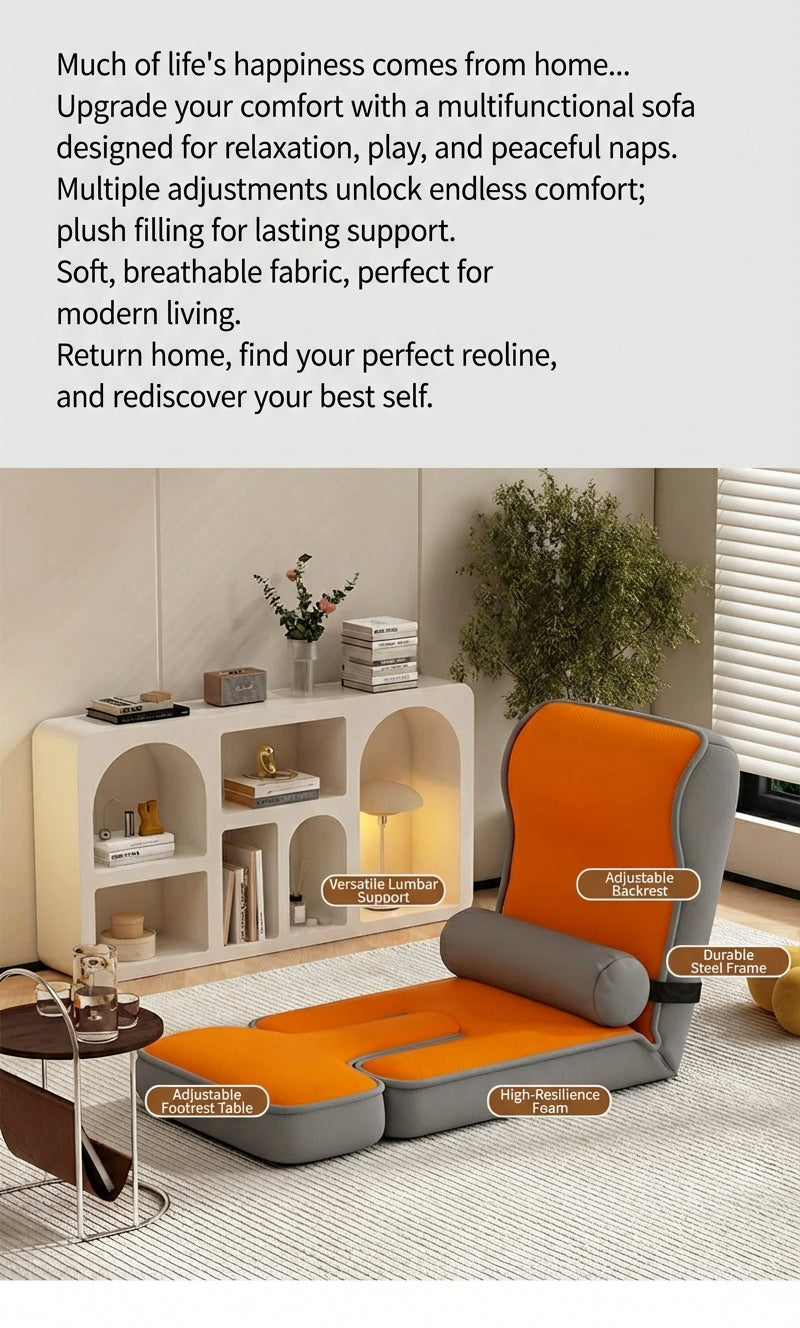 17-Position Adjustable Floor Lounger with Built-In Lap Desk