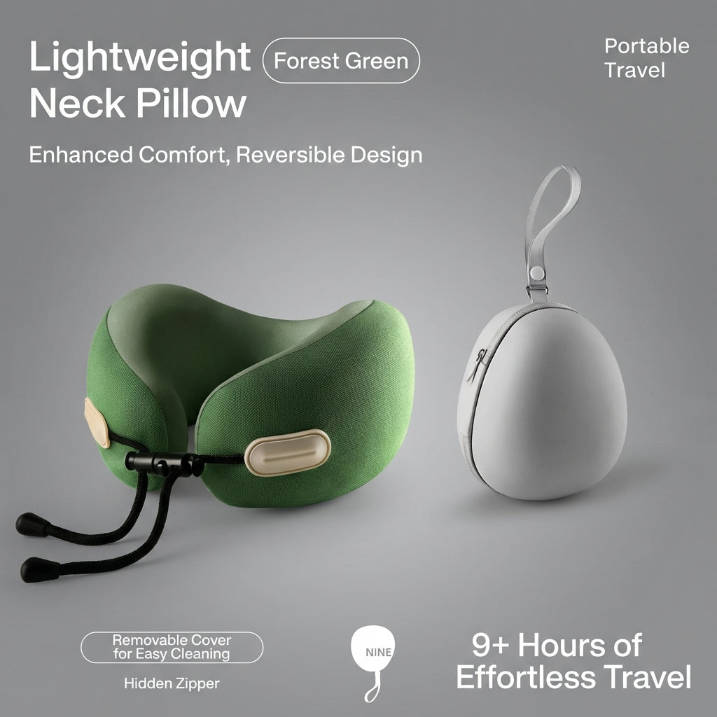 JOURNEY+ CloudSoft™ V-Shape Memory Foam Travel Neck Pillow – Premium Portable U-Shaped Support for Flights & Long Journeys