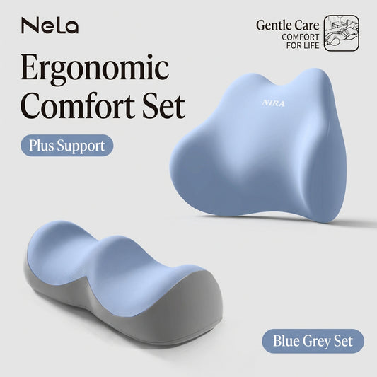 NeLar® Lumbar & Leg Support Set – Memory Foam Waist Pillow & Elevation Leg Cushion