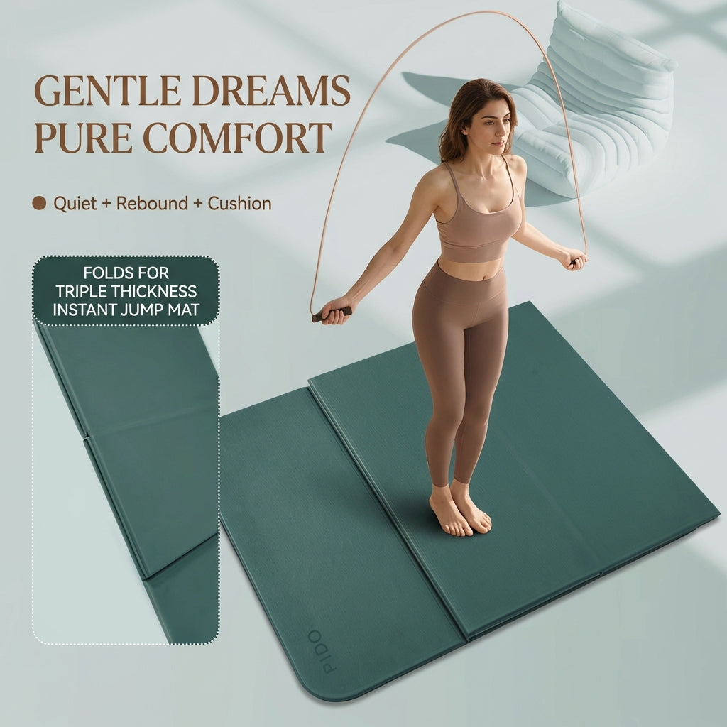 Pido™ Premium Foldable Yoga & Fitness Mat – Thick, Shock-Absorbing, Non-Slip Home Workout Mat (Silent Impact Technology)