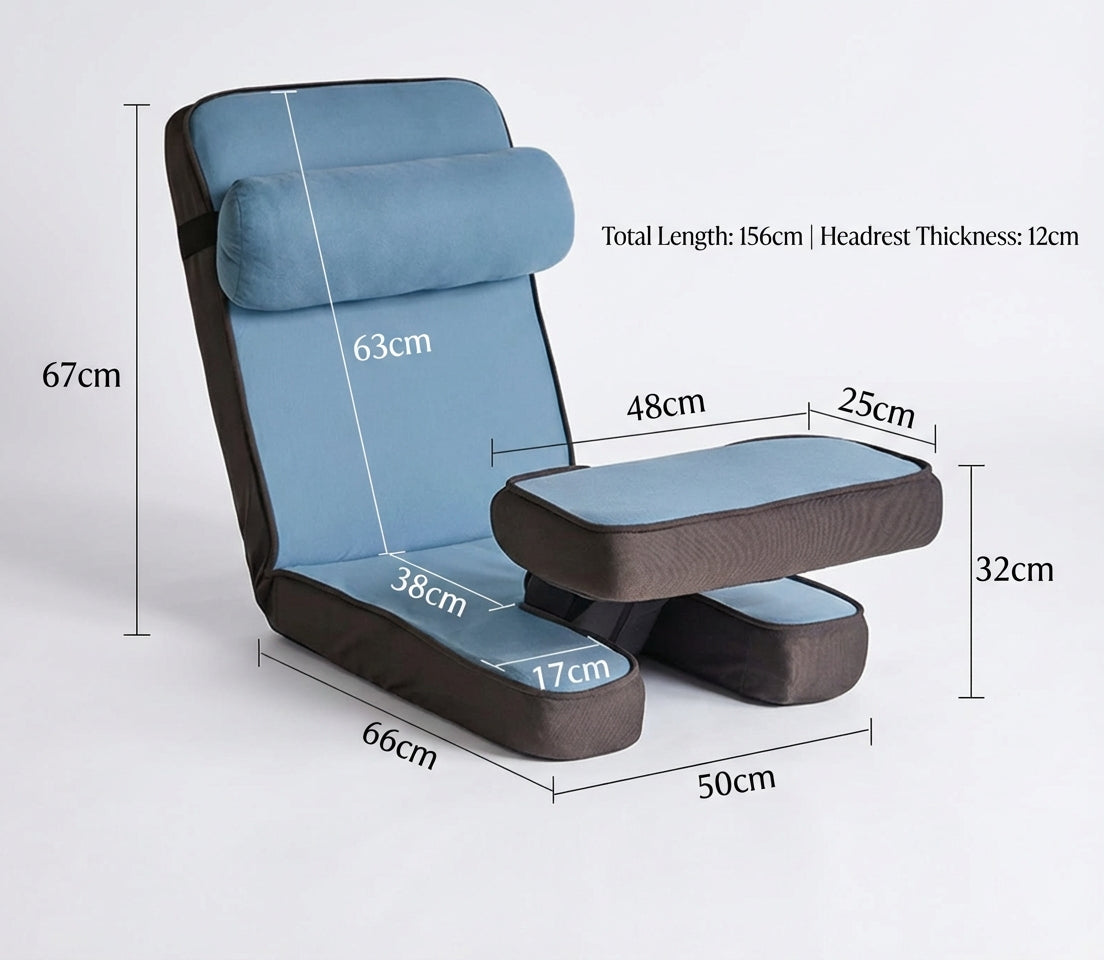 17-Position Adjustable Floor Lounger with Built-In Lap Desk