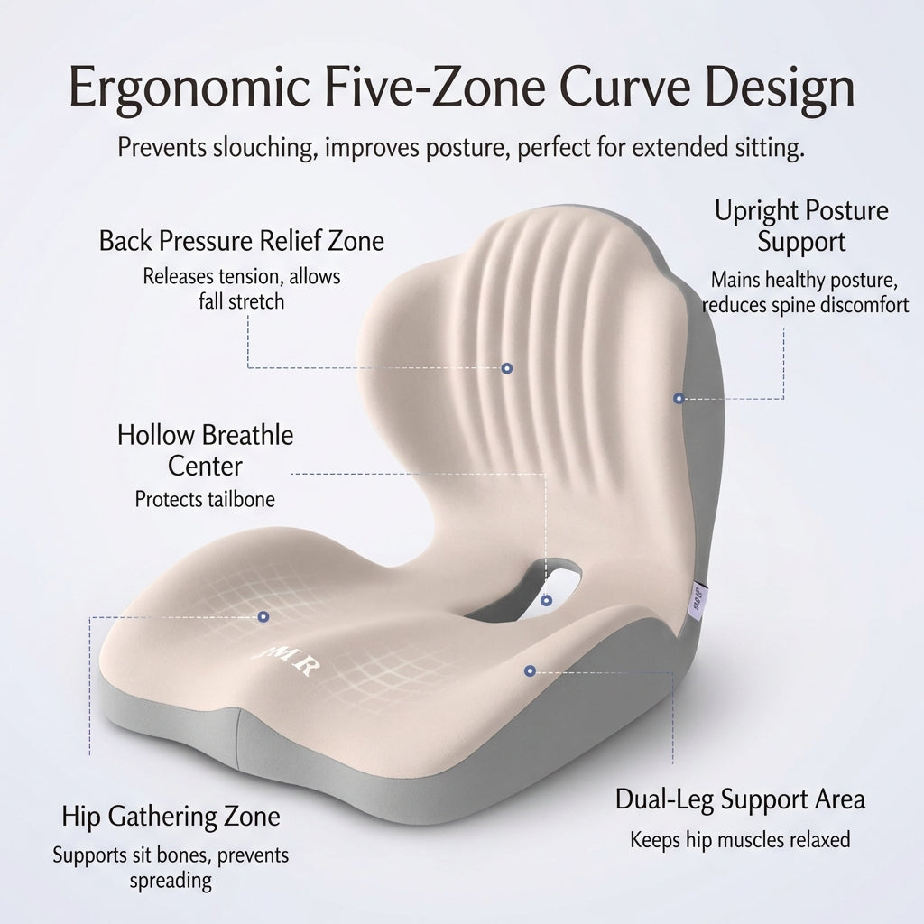 Ergonomic Posture Support Seat Cushion with Integrated Backrest