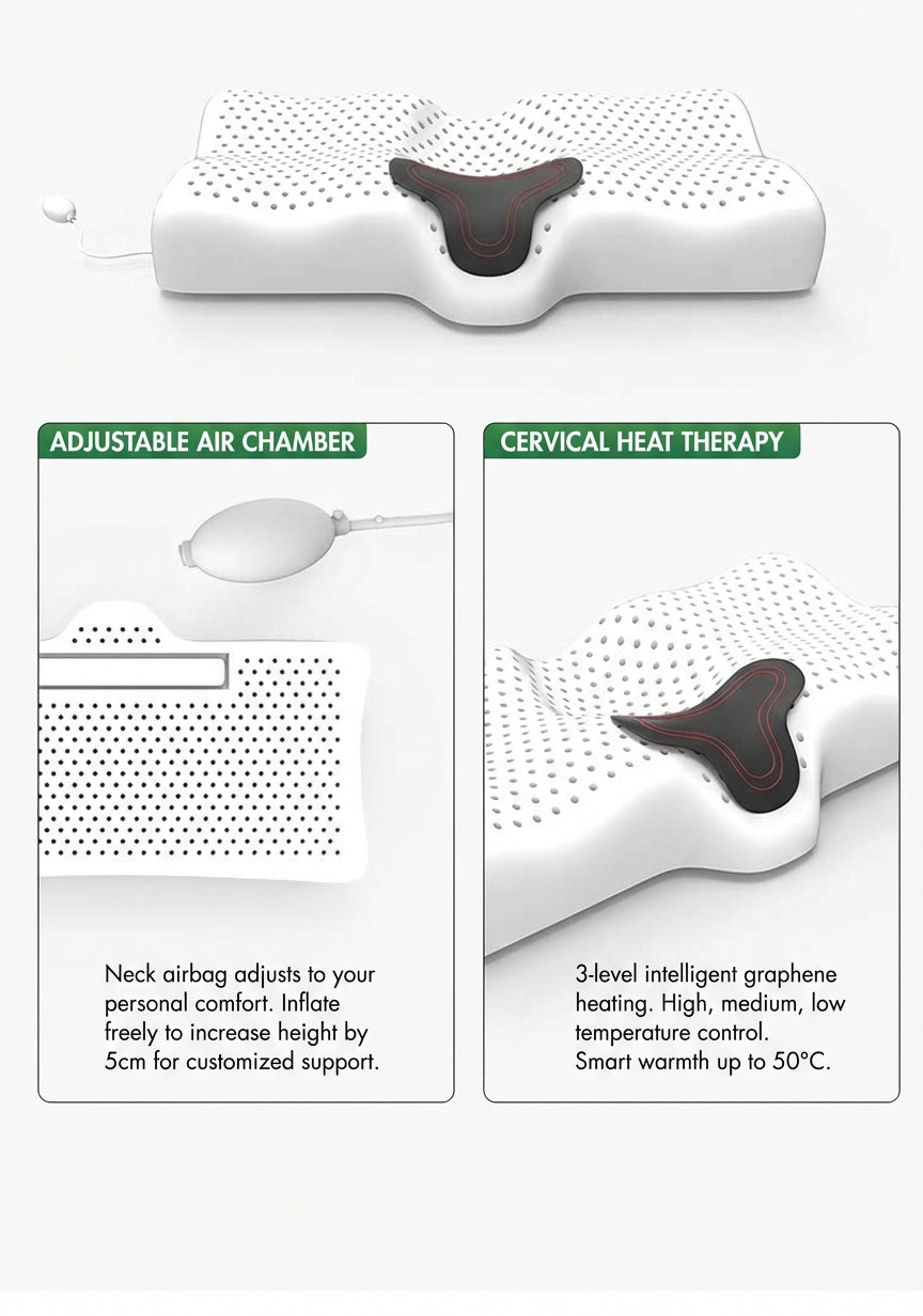 Sleepycat Ergonomic Natural Latex Cervical Pillow with Adjustable Airbag