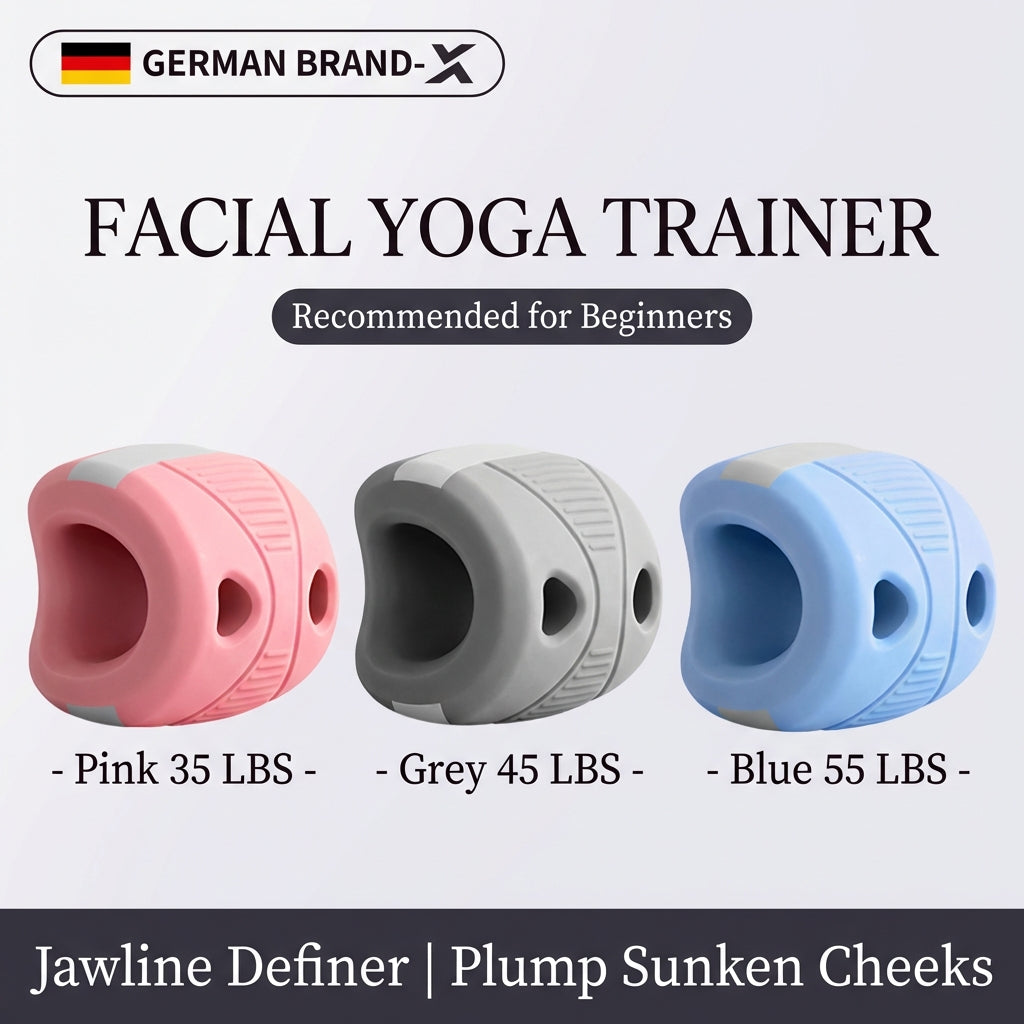 Xinen® German-Design Facial Yoga Trainer – Jawline Exerciser (35LB / 45LB / 55LB Silicone Bite Trainer)