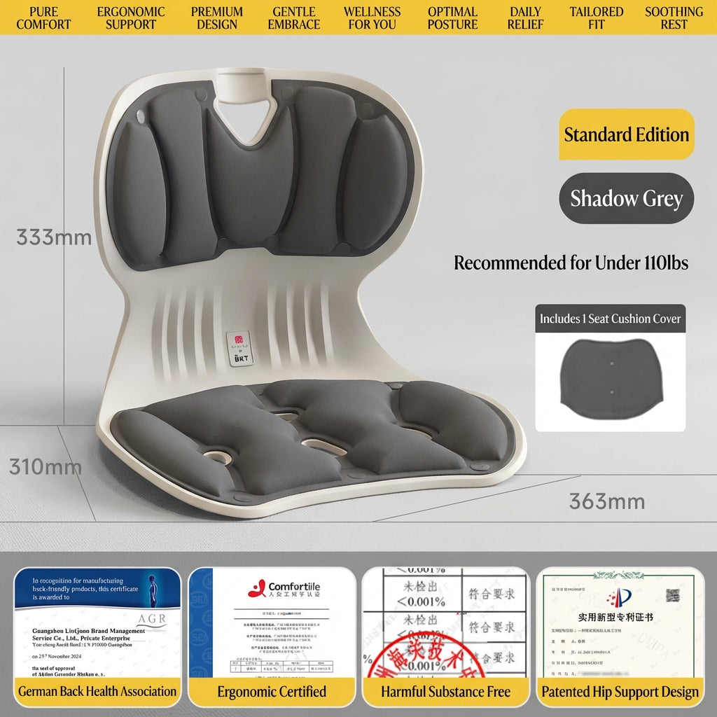 BKT® Ergonomic Lumbar & Seat Support Cushion – Back & Hip Posture Corrector for Office & Home (Official Flagship)