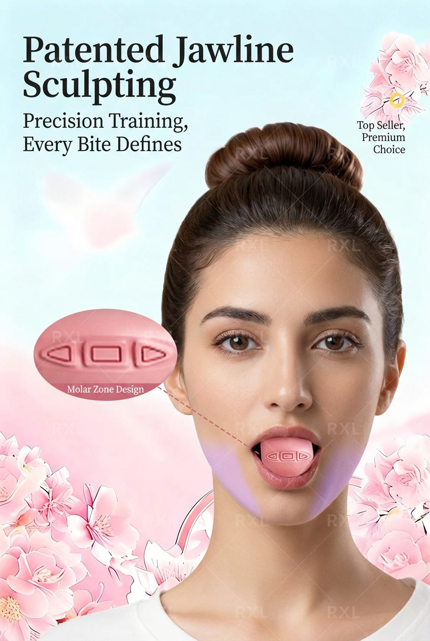 RXL® Facial Yoga Jawline Trainer – 3-Level Resistance Silicone Bite Ball (V-Shape Sculpting Tool)