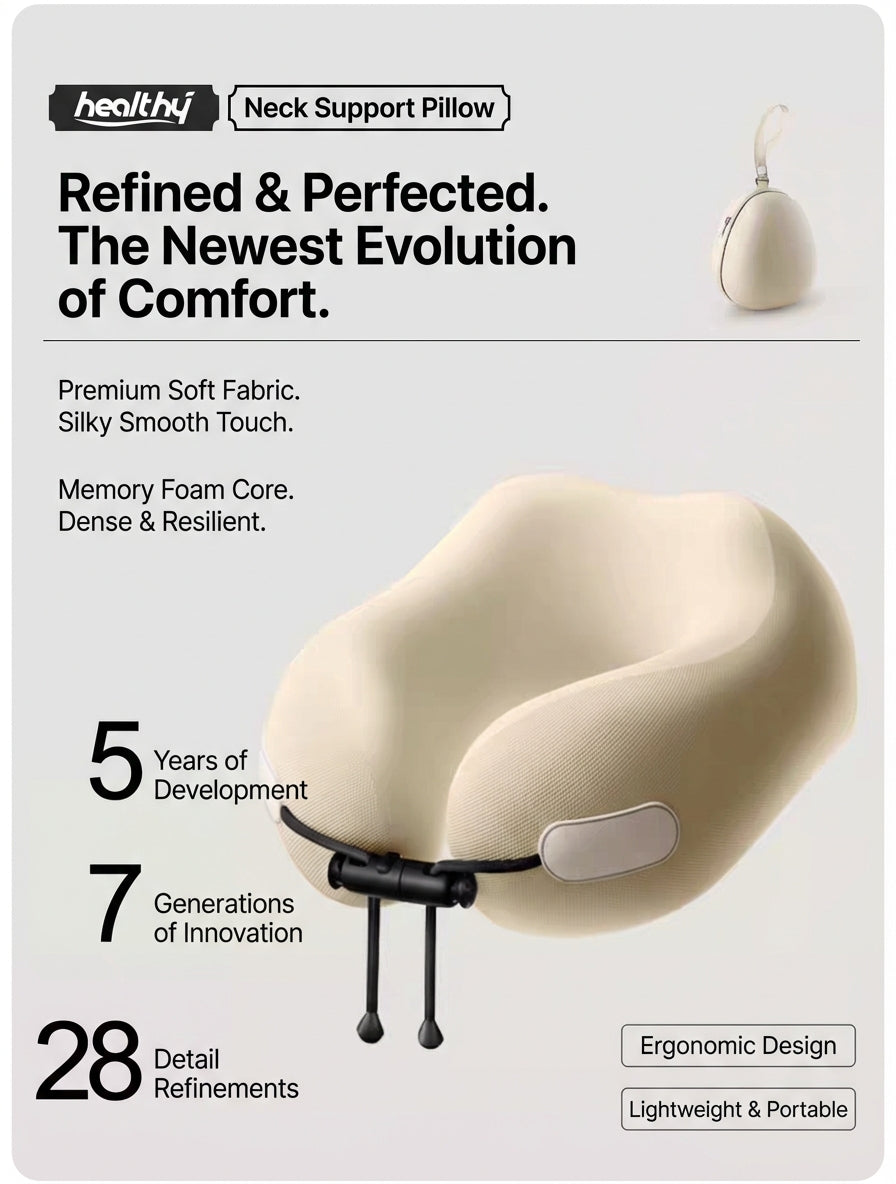 JOURNEY+ CloudSoft™ V-Shape Memory Foam Travel Neck Pillow – Premium Portable U-Shaped Support for Flights & Long Journeys