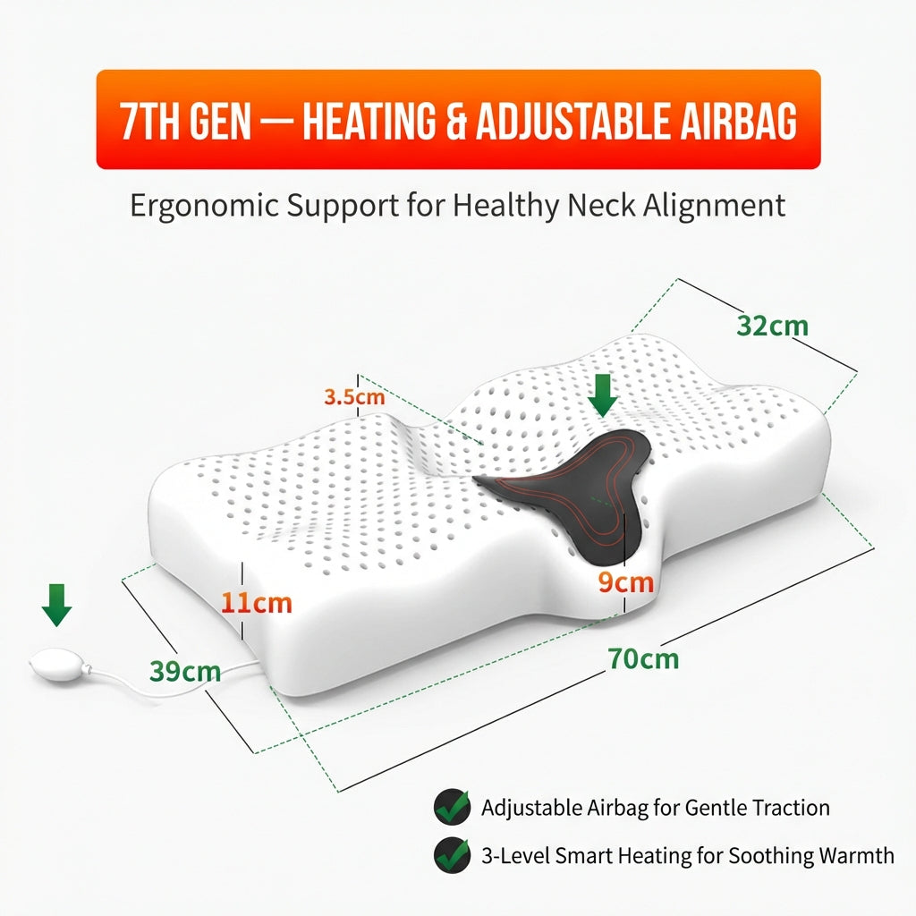 Sleepycat Ergonomic Natural Latex Cervical Pillow with Adjustable Airbag