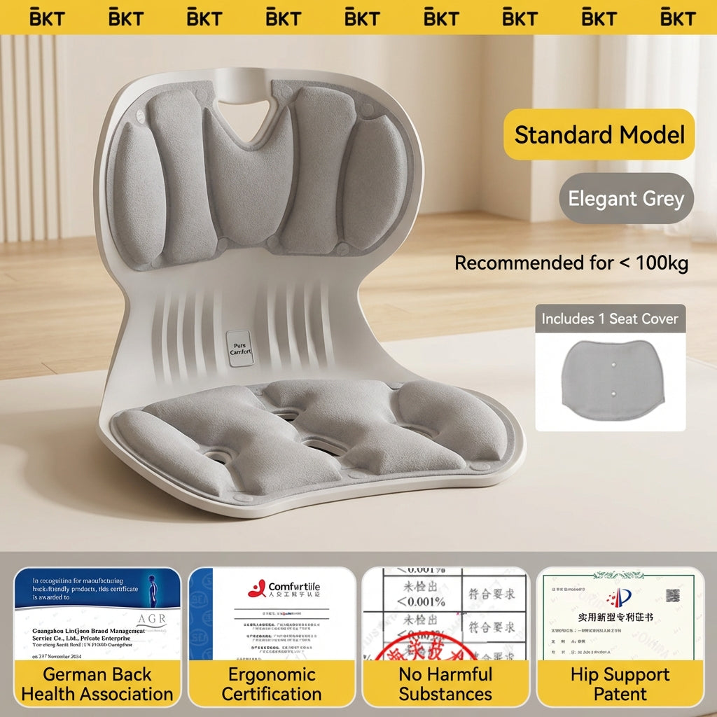BKT® Ergonomic Lumbar & Seat Support Cushion – Back & Hip Posture Corrector for Office & Home (Official Flagship)