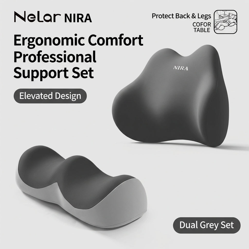 NeLar® Lumbar & Leg Support Set – Memory Foam Waist Pillow & Elevation Leg Cushion
