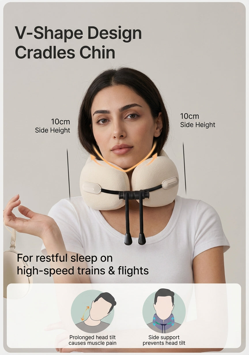 JOURNEY+ CloudSoft™ V-Shape Memory Foam Travel Neck Pillow – Premium Portable U-Shaped Support for Flights & Long Journeys