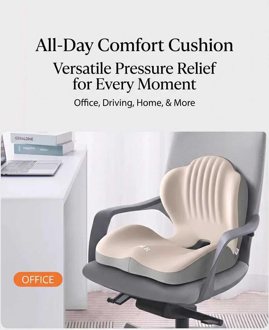 Ergonomic Posture Support Seat Cushion with Integrated Backrest