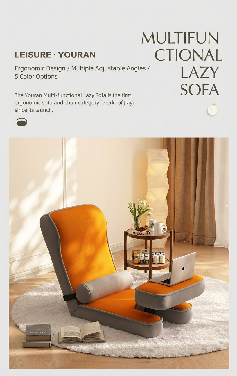17-Position Adjustable Floor Lounger with Built-In Lap Desk