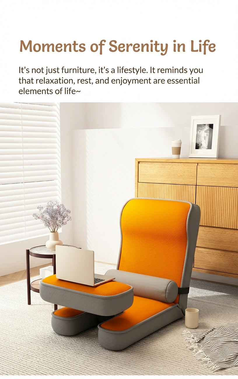17-Position Adjustable Floor Lounger with Built-In Lap Desk