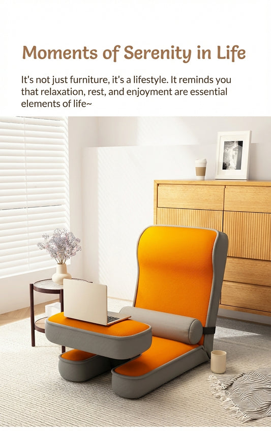 17-Position Adjustable Floor Lounger with Built-In Lap Desk