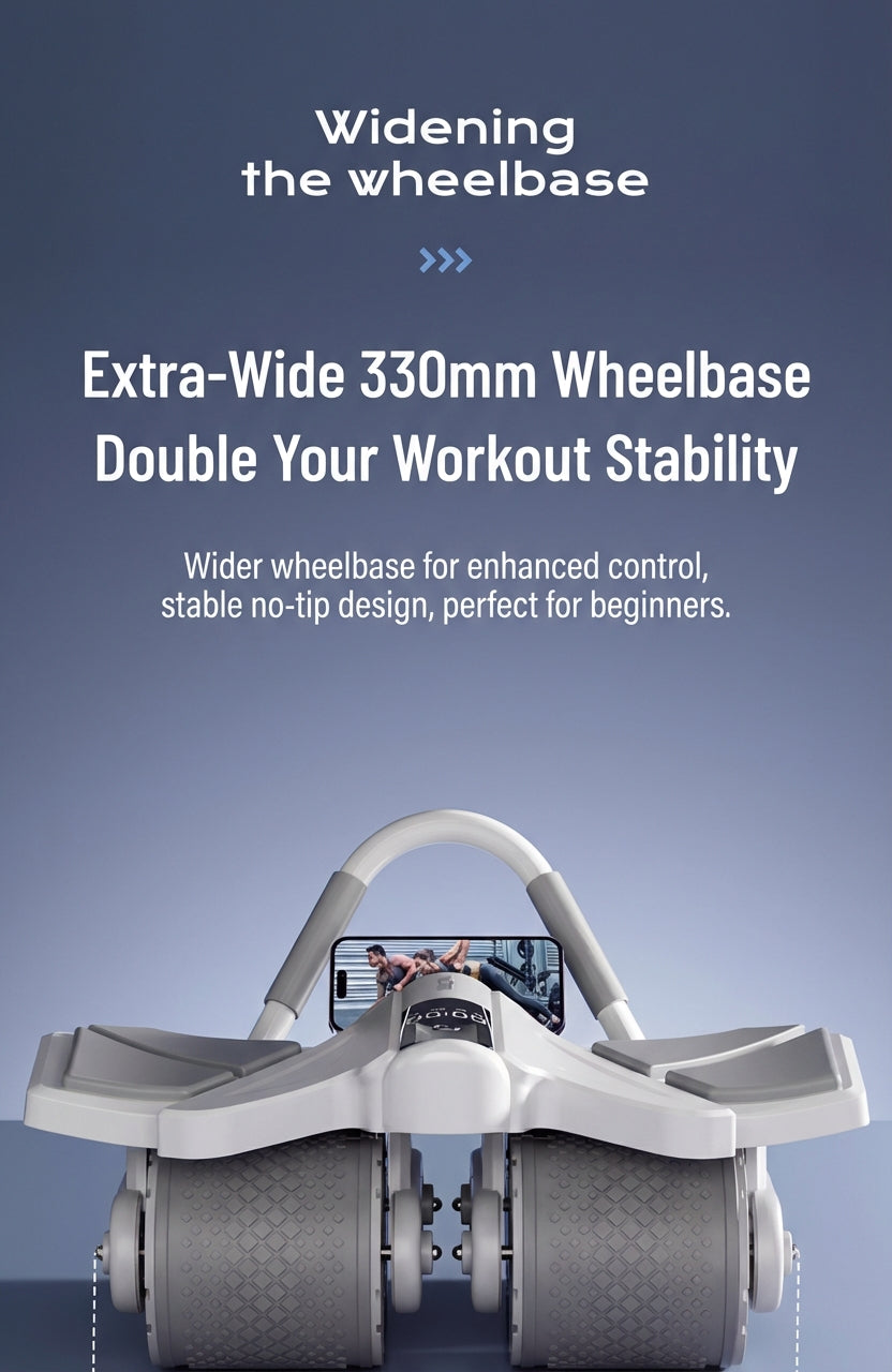 voervo™ 2025 Smart Auto-Rebound Ab Roller – Quad-Wheel Core Trainer with Elbow Support & App Control