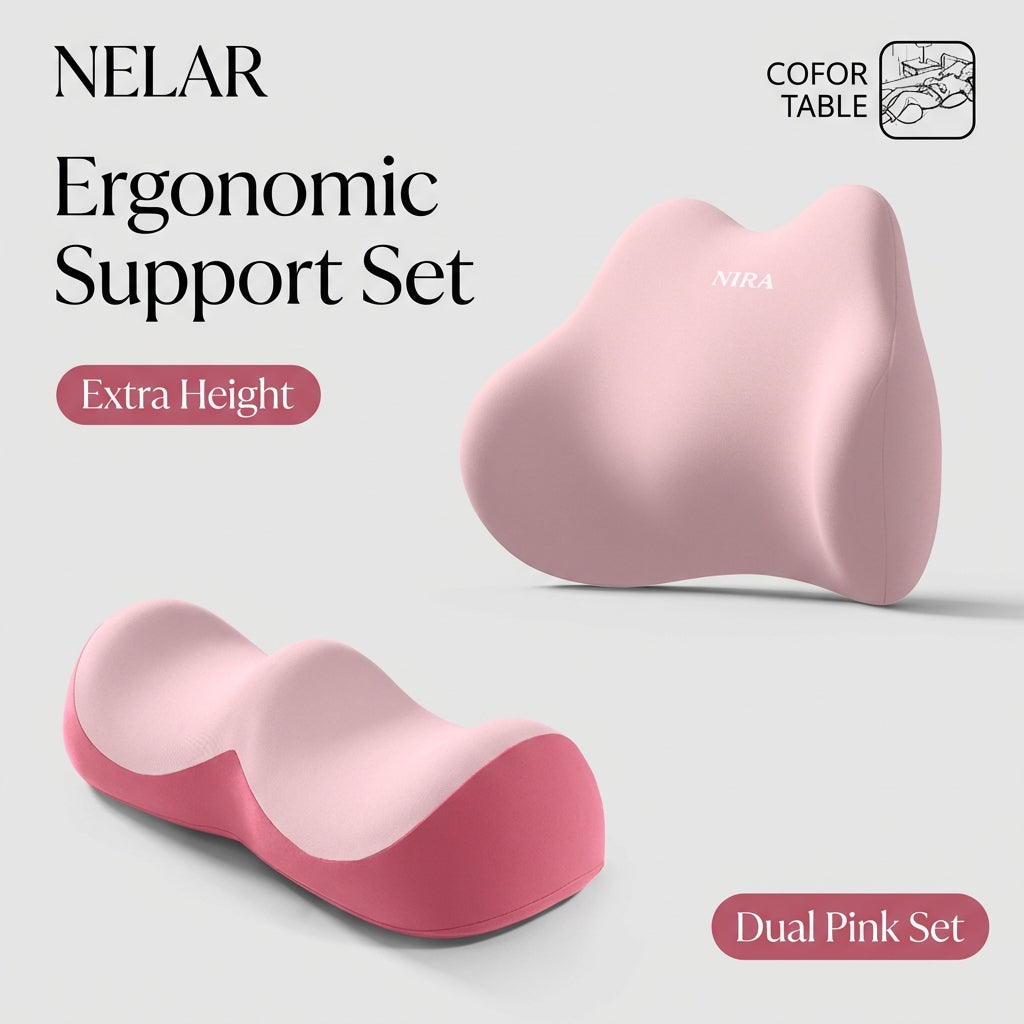 NeLar® Lumbar & Leg Support Set – Memory Foam Waist Pillow & Elevation Leg Cushion