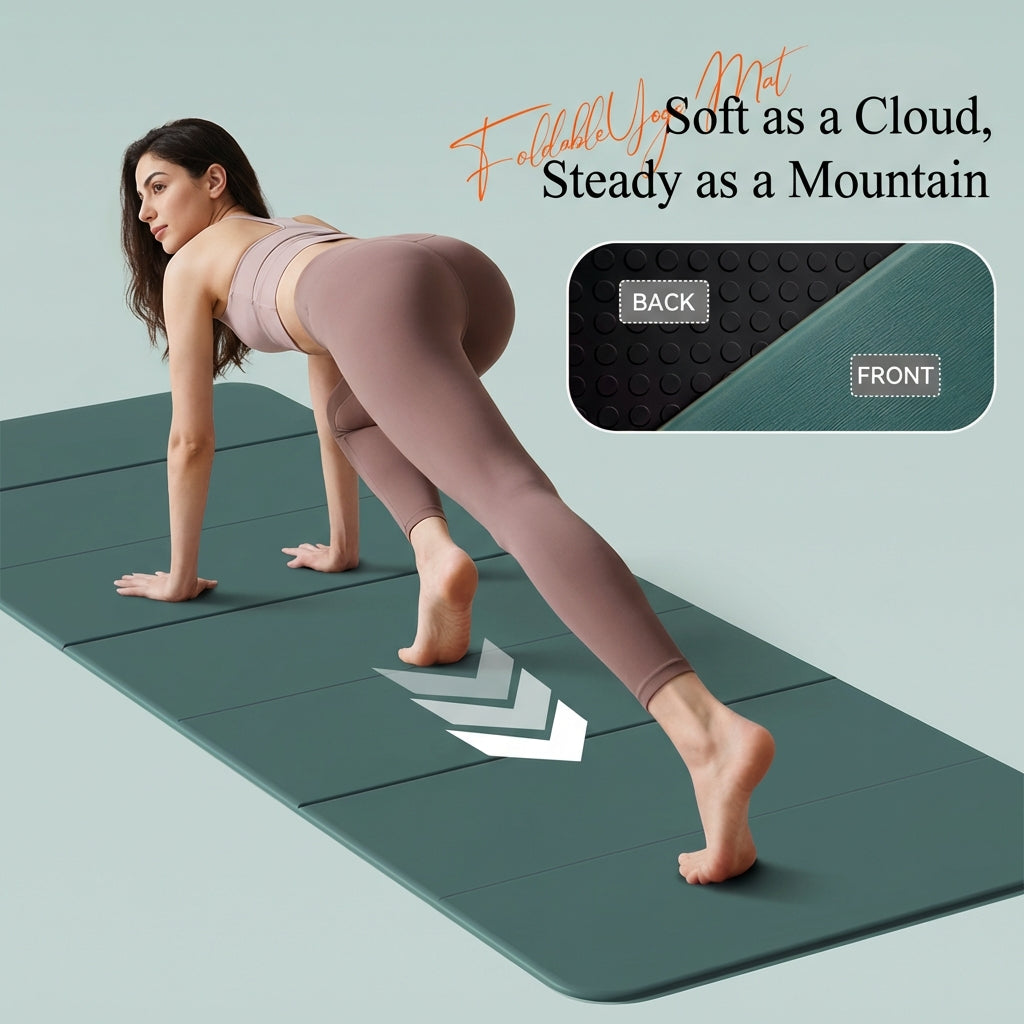 Pido™ Premium Foldable Yoga & Fitness Mat – Thick, Shock-Absorbing, Non-Slip Home Workout Mat (Silent Impact Technology)