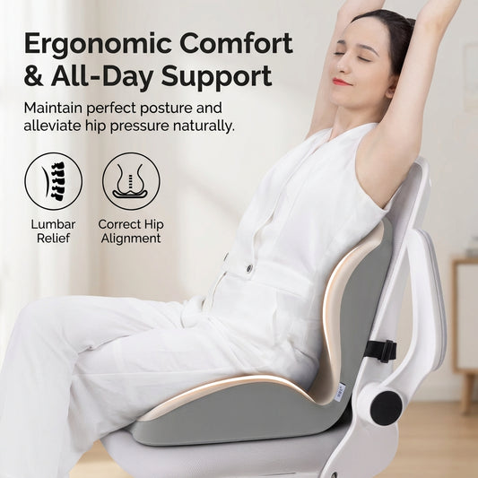 Ergonomic Posture Support Seat Cushion with Integrated Backrest