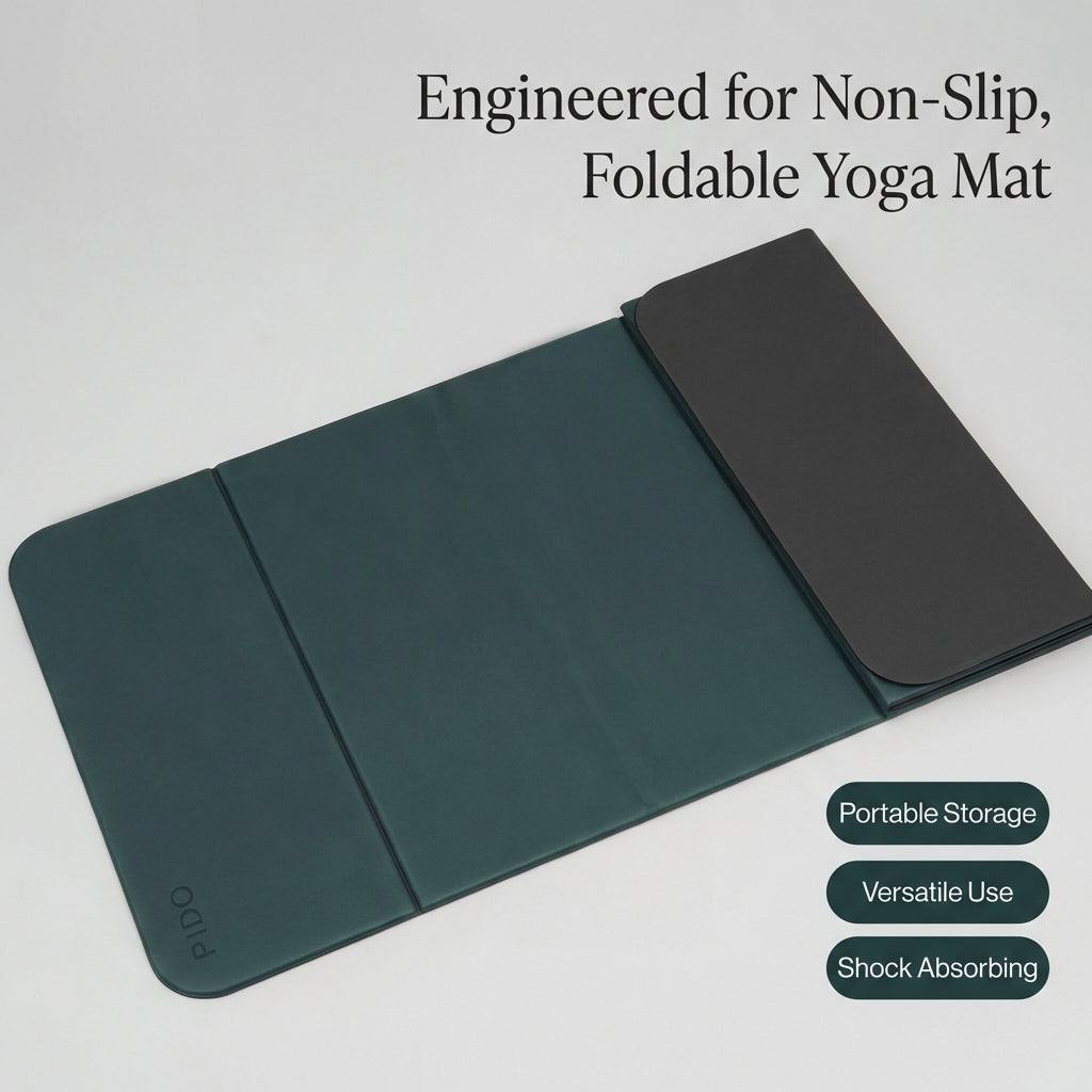 Pido™ Premium Foldable Yoga & Fitness Mat – Thick, Shock-Absorbing, Non-Slip Home Workout Mat (Silent Impact Technology)