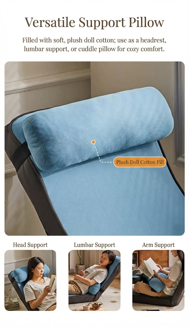17-Position Adjustable Floor Lounger with Built-In Lap Desk