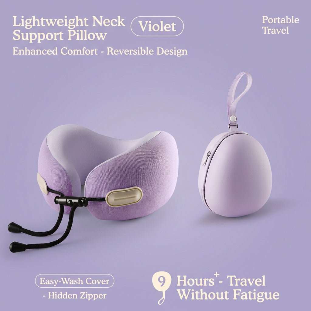 JOURNEY+ CloudSoft™ V-Shape Memory Foam Travel Neck Pillow – Premium Portable U-Shaped Support for Flights & Long Journeys