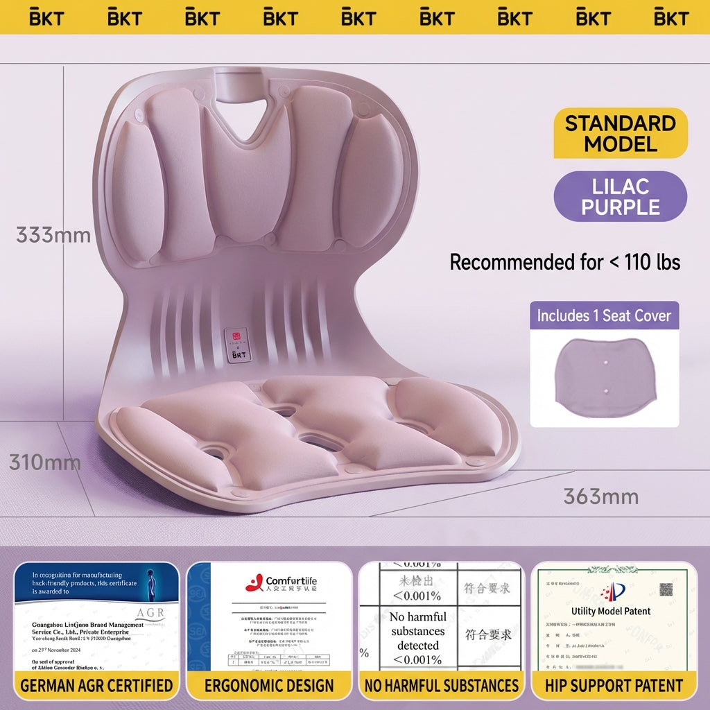 BKT® Ergonomic Lumbar & Seat Support Cushion – Back & Hip Posture Corrector for Office & Home (Official Flagship)