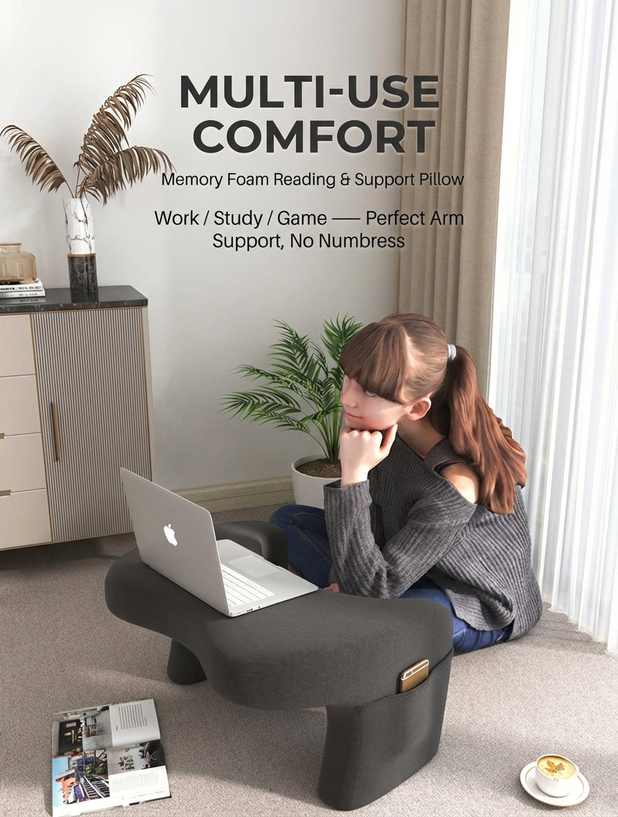 Multi-Functional Ergonomic Reading & Laptop Pillow – Memory Foam Bed Workstation