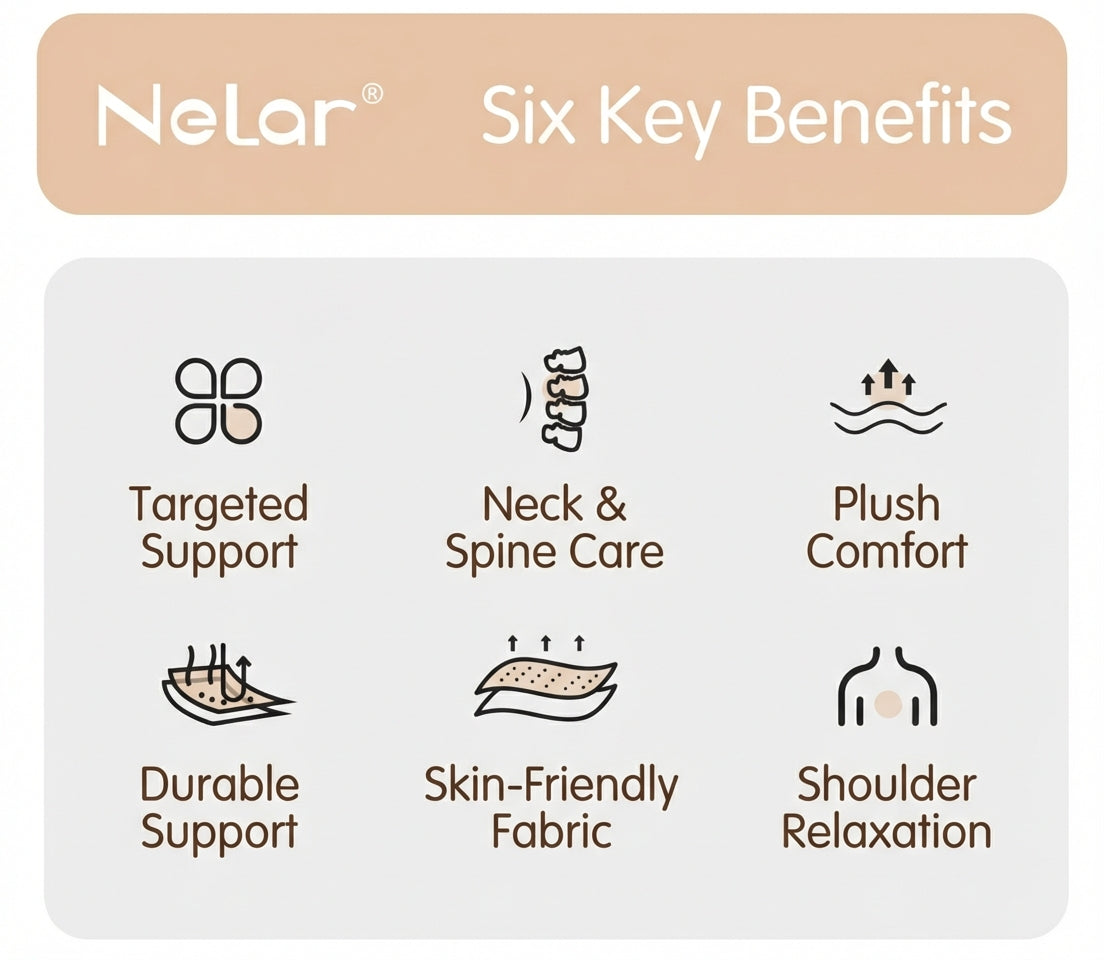 NeLar Ergonomic Elevation Support Pillow – Adjustable Cervical & Back Relief Cushion