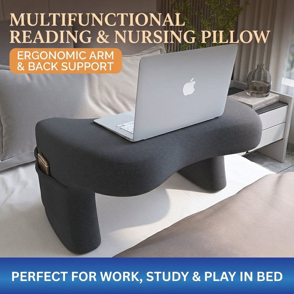 Multi-Functional Ergonomic Reading & Laptop Pillow – Memory Foam Bed Workstation