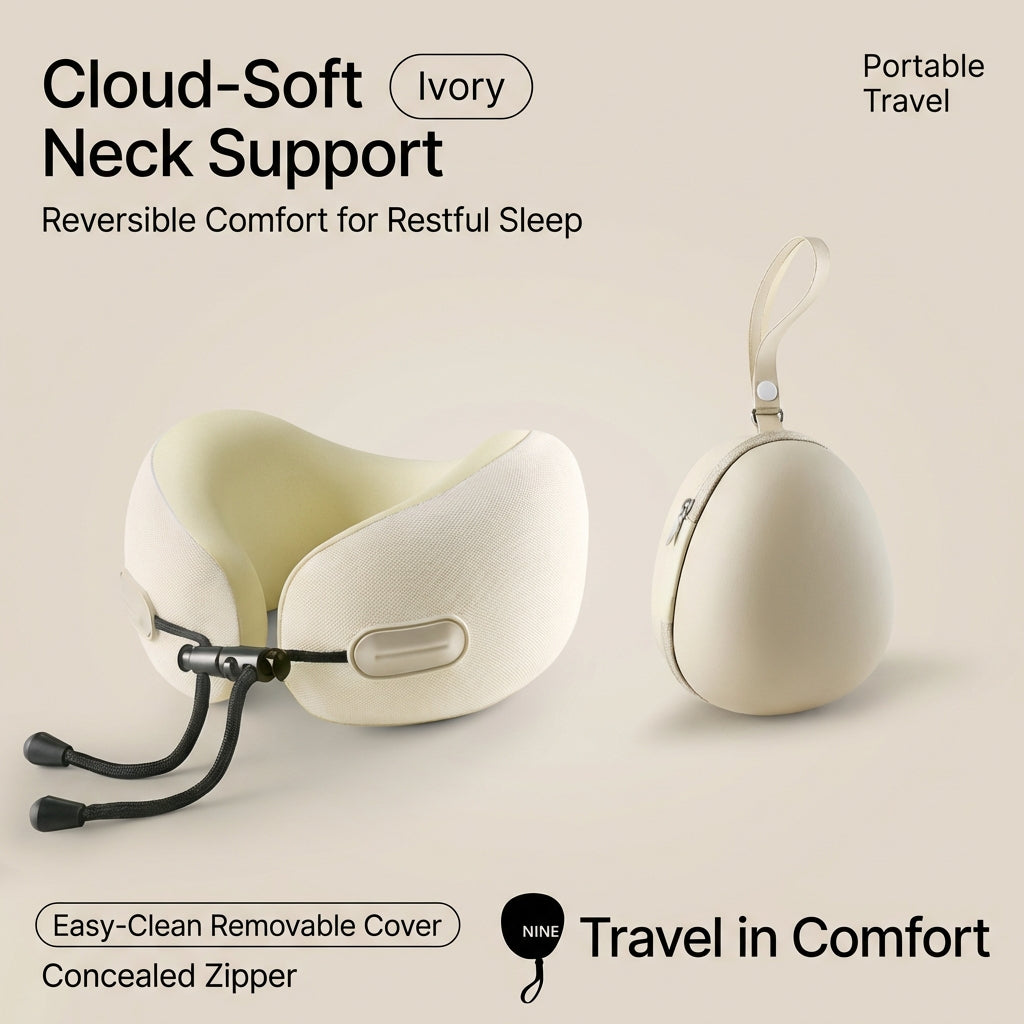 JOURNEY+ CloudSoft™ V-Shape Memory Foam Travel Neck Pillow – Premium Portable U-Shaped Support for Flights & Long Journeys