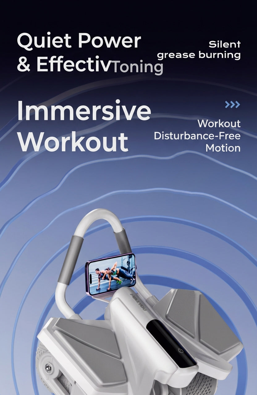 voervo™ 2025 Smart Auto-Rebound Ab Roller – Quad-Wheel Core Trainer with Elbow Support & App Control