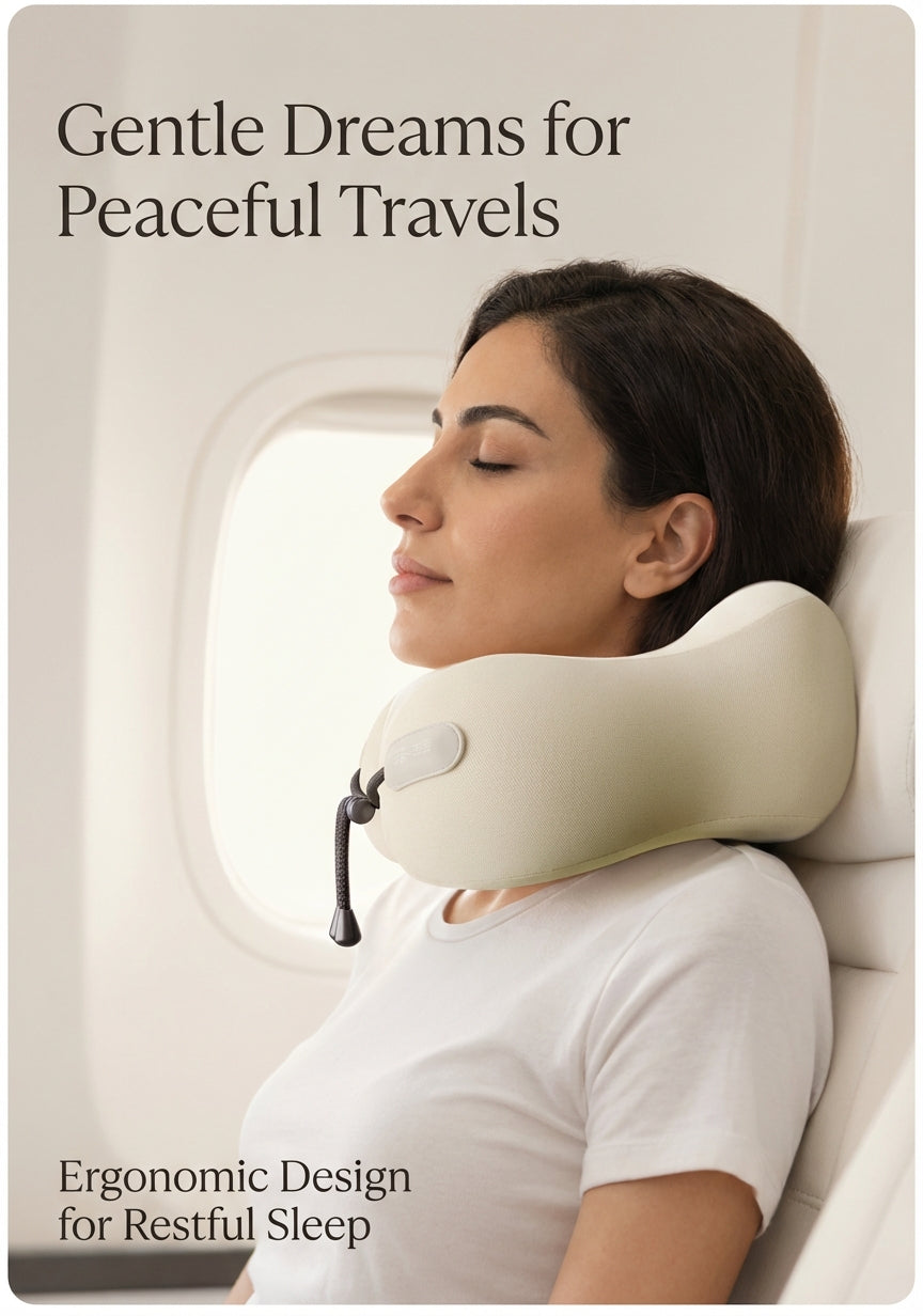 JOURNEY+ CloudSoft™ V-Shape Memory Foam Travel Neck Pillow – Premium Portable U-Shaped Support for Flights & Long Journeys