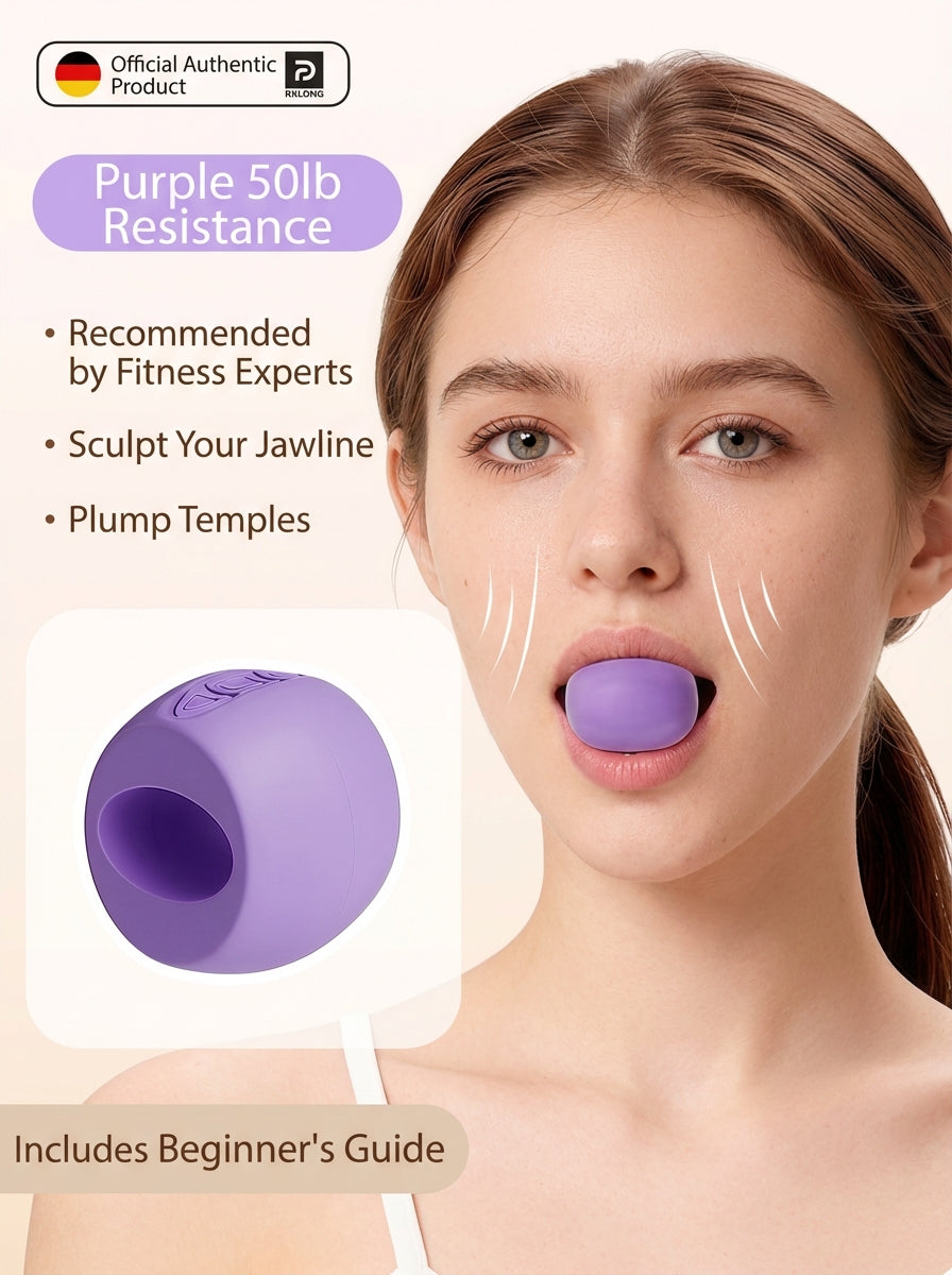 RXL® Facial Yoga Jawline Trainer – 3-Level Resistance Silicone Bite Ball (V-Shape Sculpting Tool)
