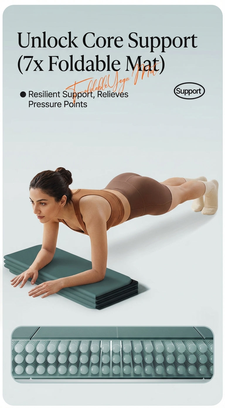 Pido™ Premium Foldable Yoga & Fitness Mat – Thick, Shock-Absorbing, Non-Slip Home Workout Mat (Silent Impact Technology)