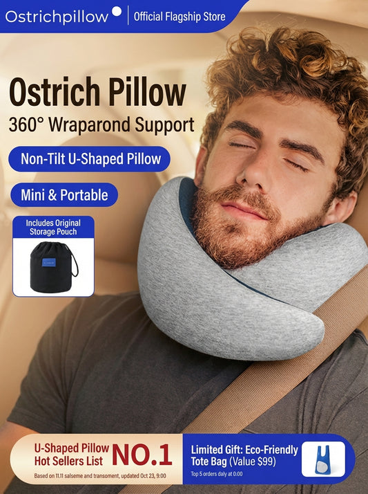 Ostrichpillow Go Ergonomic Memory Foam Travel Neck Pillow