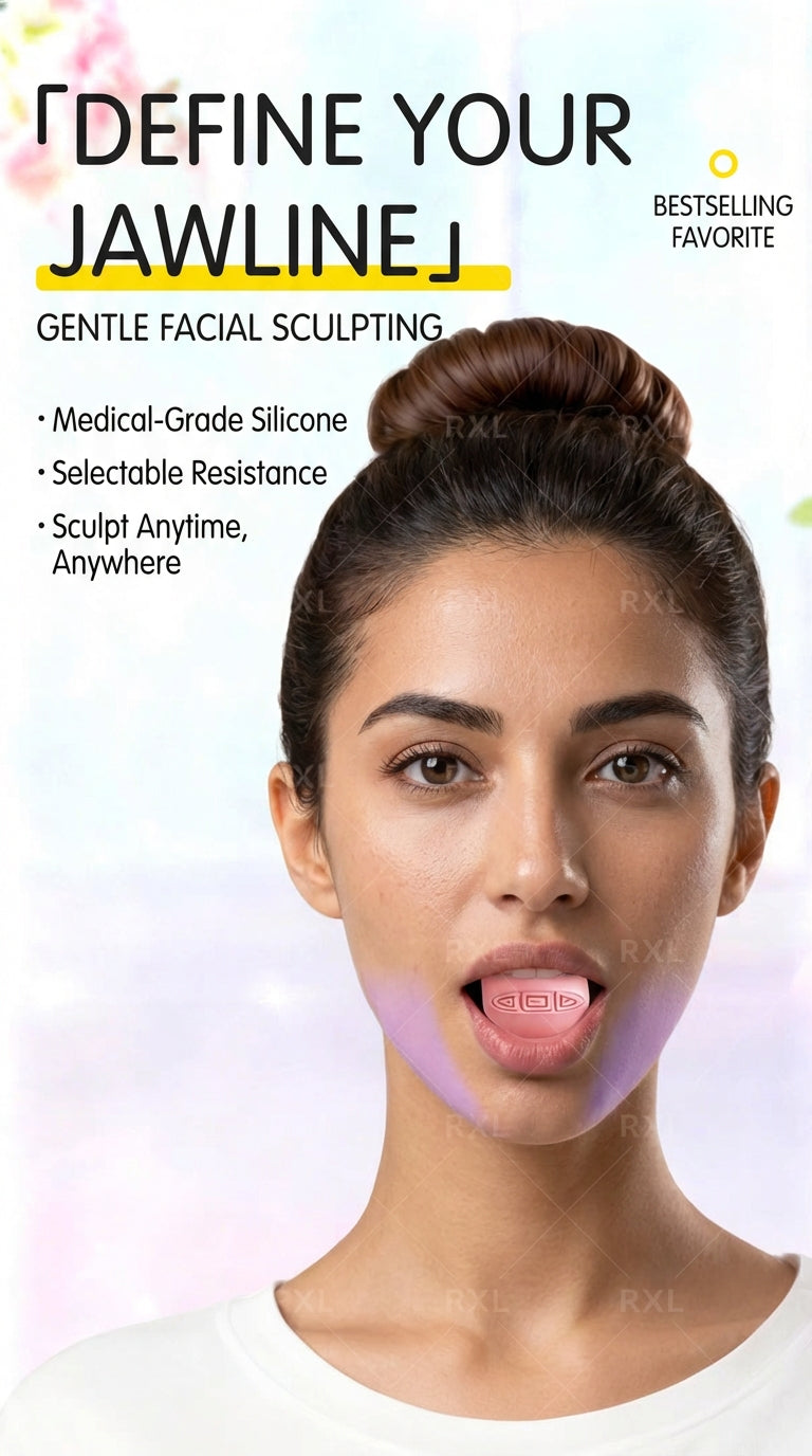 RXL® Facial Yoga Jawline Trainer – 3-Level Resistance Silicone Bite Ball (V-Shape Sculpting Tool)