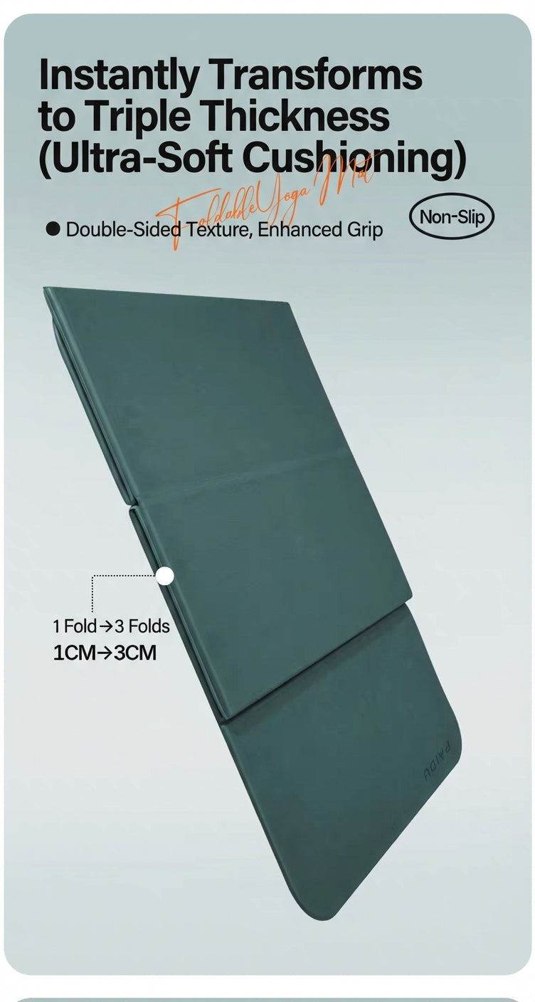 Pido™ Premium Foldable Yoga & Fitness Mat – Thick, Shock-Absorbing, Non-Slip Home Workout Mat (Silent Impact Technology)