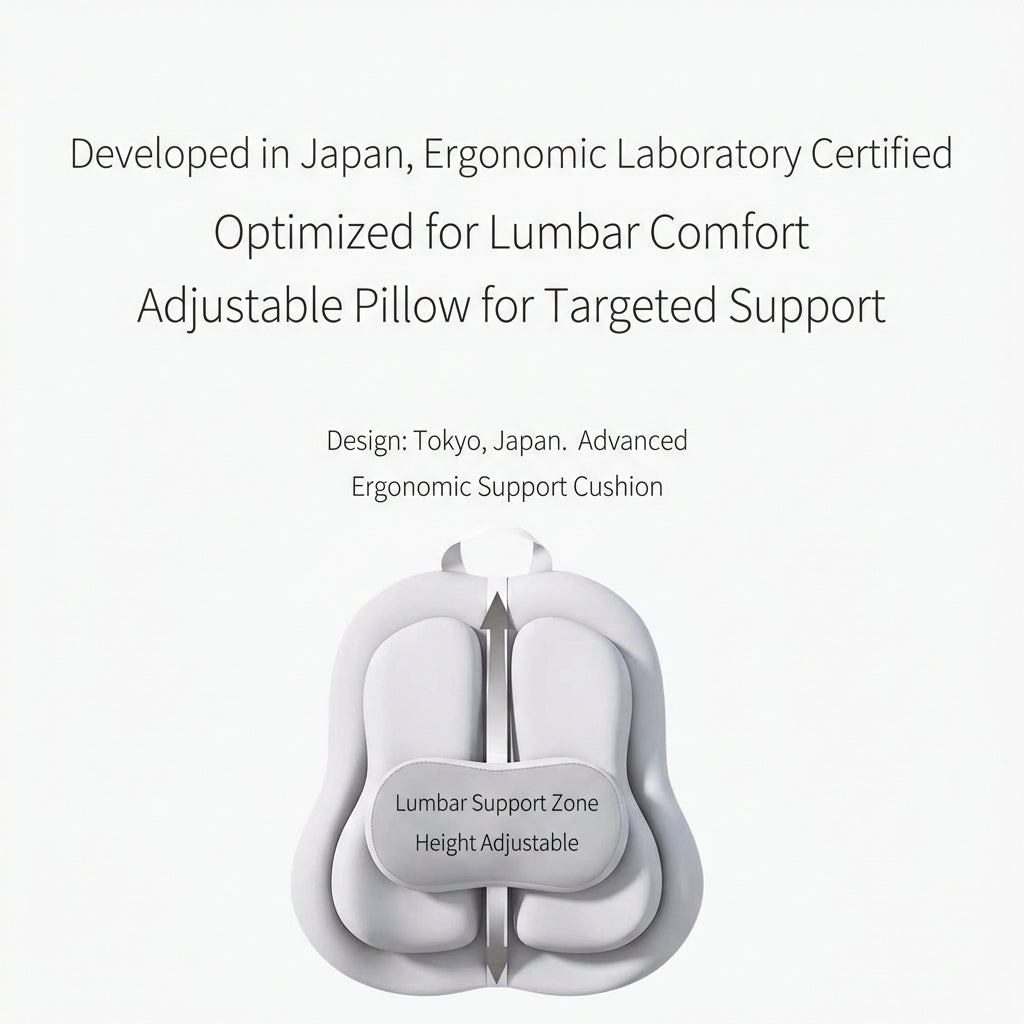 YOTOK® Japan Ergonomic Lumbar Support Cushion – Memory Foam Office Chair Back Pillow (Upgraded Edition)