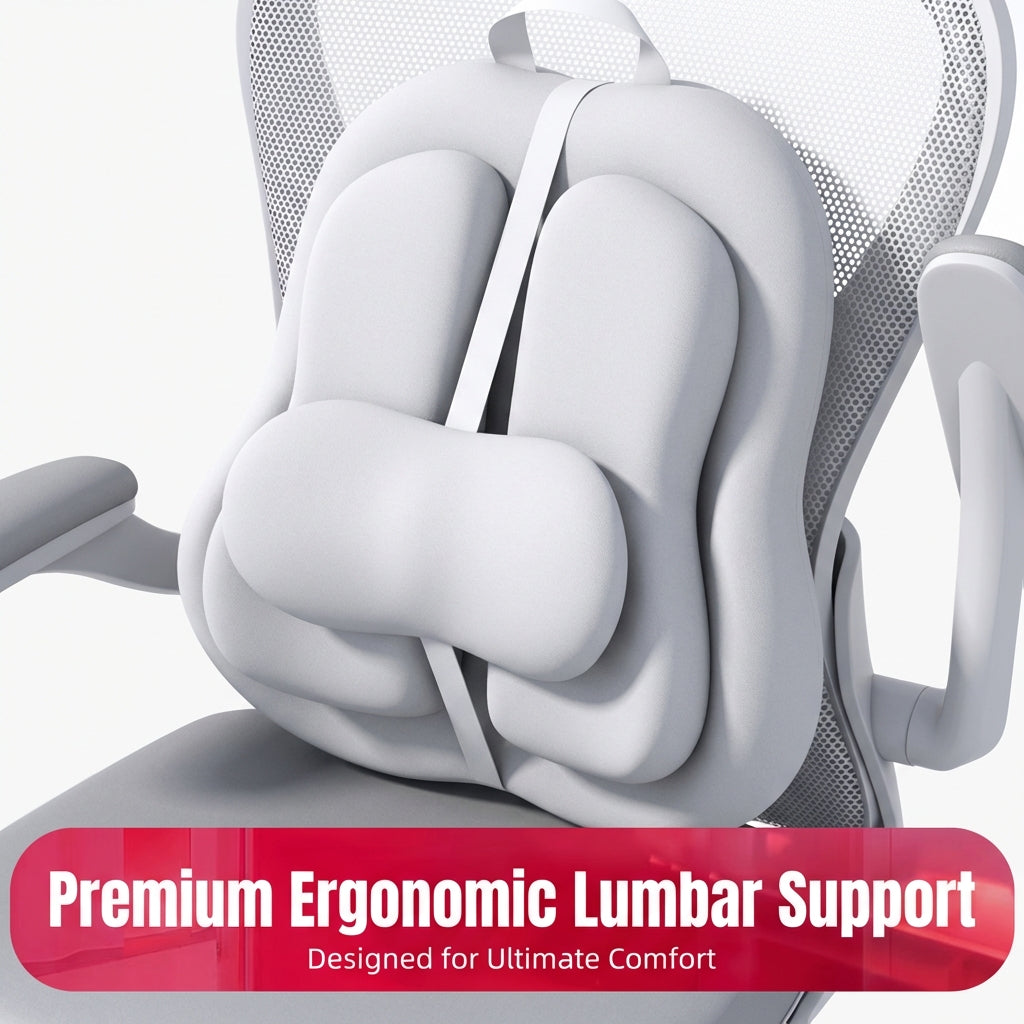 YOTOK® Japan Ergonomic Lumbar Support Cushion – Memory Foam Office Chair Back Pillow (Upgraded Edition)