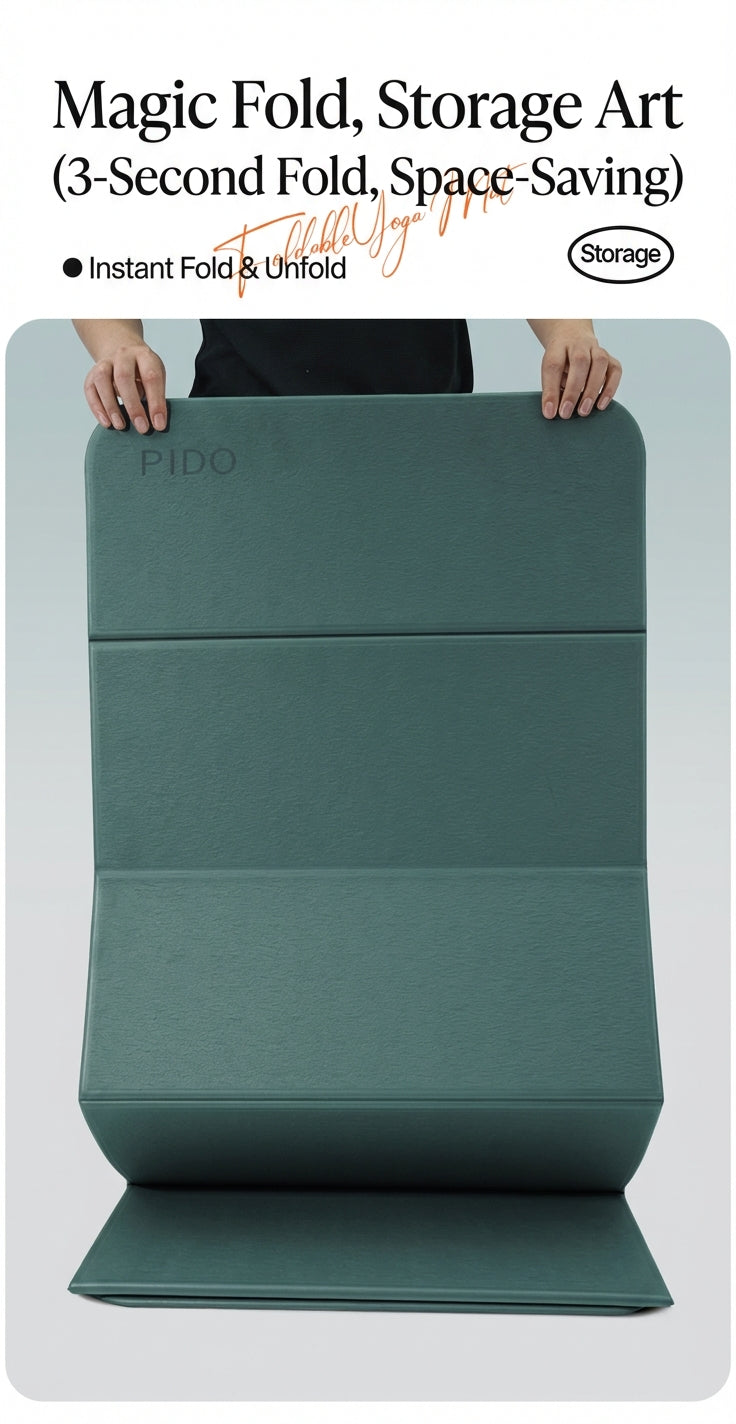 Pido™ Premium Foldable Yoga & Fitness Mat – Thick, Shock-Absorbing, Non-Slip Home Workout Mat (Silent Impact Technology)