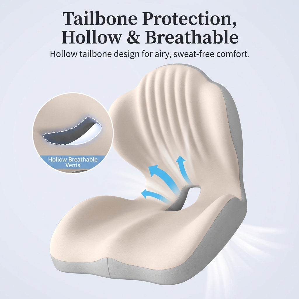 Ergonomic Posture Support Seat Cushion with Integrated Backrest